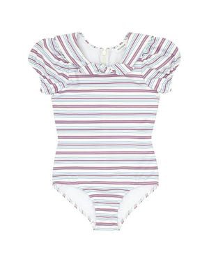 Minnow Puff Sleeve Sailor One-Piece - White