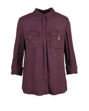 Elisabetta Franchi Strap-Detail Viscose Blouse - Purple