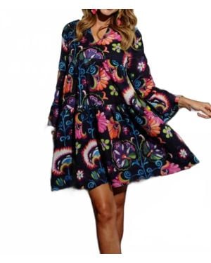 KikiSol Kerala Ruffle Mini Dress - Blue