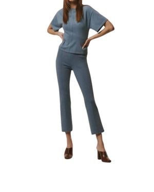 White + Warren Superfine Organic Cotton Kick Flare Pants - Blue