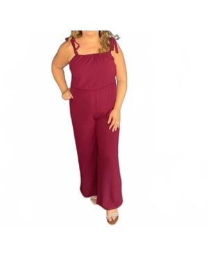 Tyche Tie Shoulder Jumpsuit - Red