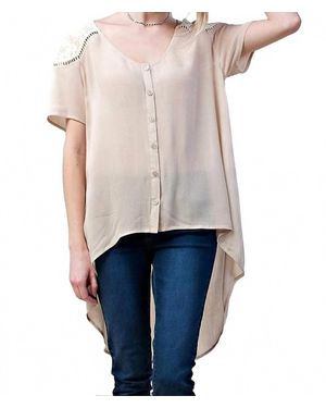 Kori Lace Shoulder Blouse - White