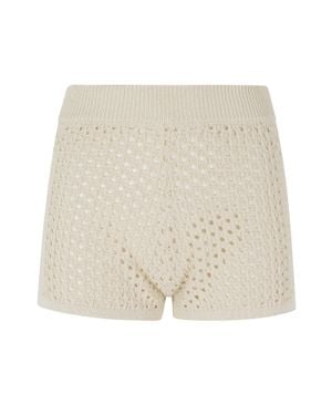 MC2 Saint Barth Almyra Crochet Fabric Cotton Shorts - Natural