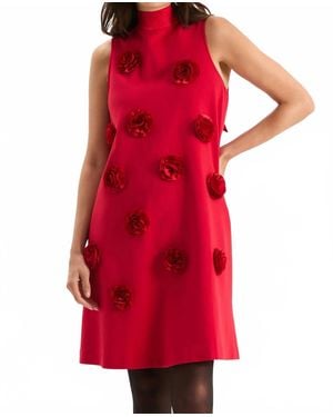 tyler boe Cleo Ponte Satin Trim Dress - Red