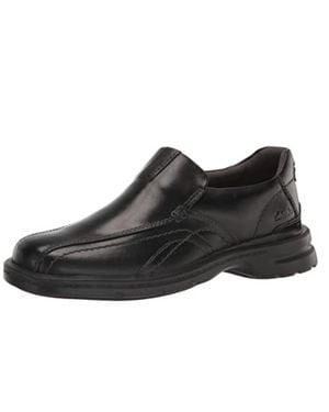 Clarks Gessler Step D Leather Slip On Comfort Shoes Mew902 - Black