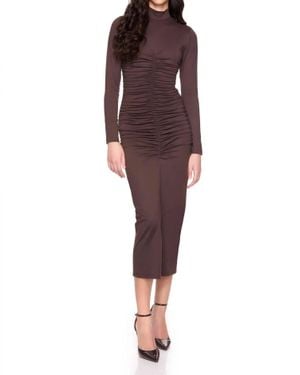 Susana Monaco Mockneck Gathered Front Long Sleeve Dress