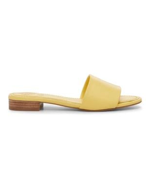 Vince Camuto Meren Sandals Lemon Leather Slip On Slide Zap1756 - Yellow