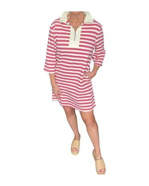 Carole'S Collections Zip Front Striped Dress - Red