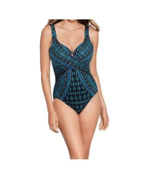 Miraclesuit Amarna Criss Cross Escape One Piece Swimsuit - Blue