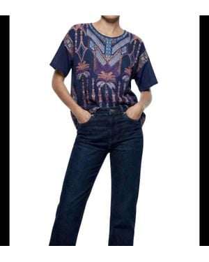 Johnny Was Palm Tree Blouse - Blue