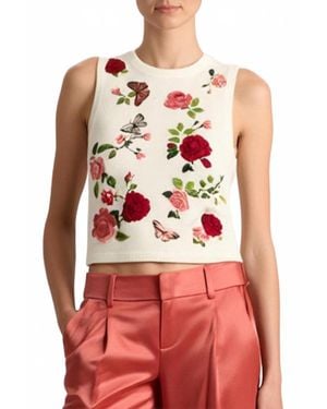 Alice + Olivia Reva Shell Sleeveless Top - Red