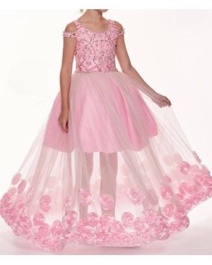 Rachel Allan 3D Glitter Tulle Dress - Pink