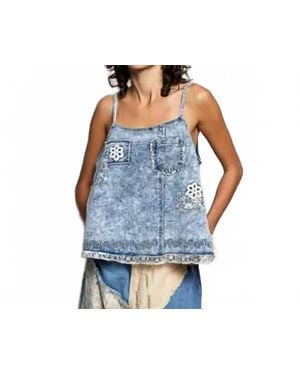 Pol Square Neck Lace Crochet Top - Blue