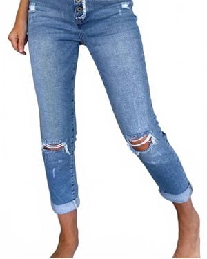 Kancan The Serena Cuffed High-Rise Mom Jeans - Blue