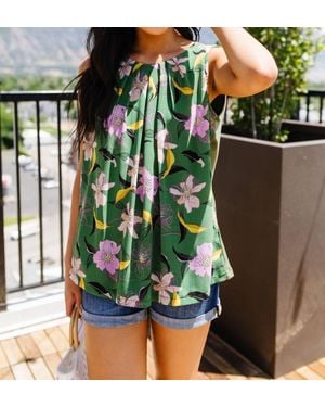 Ninexis Orchids Pleated Sleeves Blouse - Green