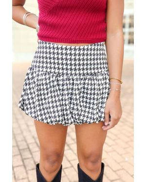 TCEC Houndstooth Print Bubble Hem Mini Skirt - Multicolor