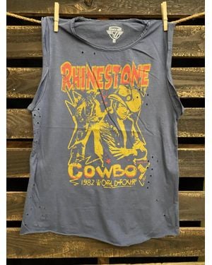 Country Deep Rhinestone Cowboy Tank - Gray
