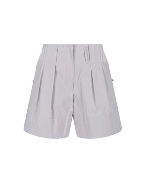 Low Classic Mid-Rise Tailored Pleated Shorts - Gray