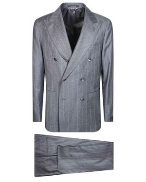 Tagliatore Vesuvio Dp Wide-Stripe Suit - Gray