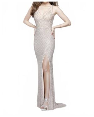 Primavera Embroidered Beaded Gown - White