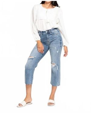 Judy Blue High Waist Destroy Crop Wide Leg Jeans - Blue