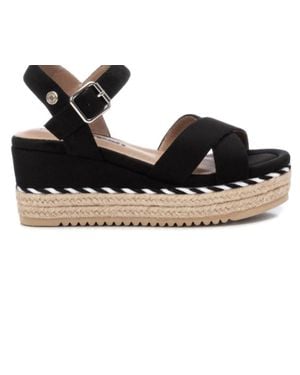Xti Suede Wedge Sandals - Black