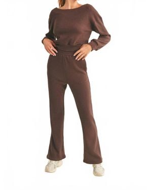Kimberly C Waffle Knit Lounge Pants - Brown