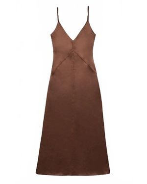DELUC Deep V Neck Clay Dress - Brown