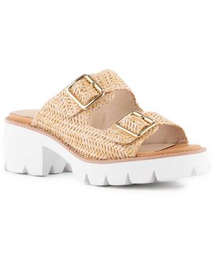 BC Footwear Beat Poetry Buckle Synthetic Block Heel - Natural