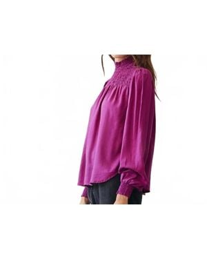 Bella Dahl Long Sleeve Smocked Blouse - Purple