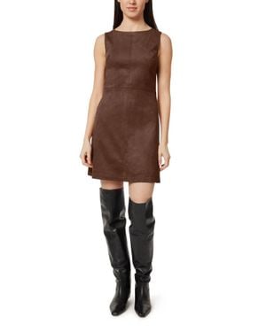 Habitual Suede Shift Dress - Brown