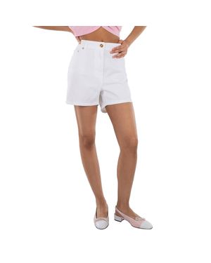 Versace Logo Applique High-Rise Denim Shorts - White