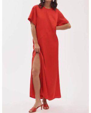 BHLDN Brielle Short‑Sleeve Column Maxi Dress - Red