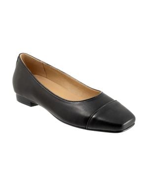 Trotters Harbor T2457-001 Flat Leather Cap Toe Slip On Zogg3922 - Black