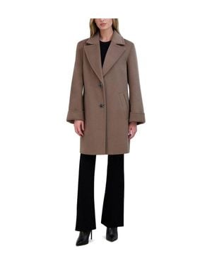 Tahari Sandra Soft Double-Faced Wool Blend Topper Peacoat, Velvet - Brown