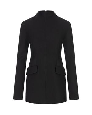 Sportmax Fitted Raised Collar Virgin Wool-Blend Jacket - Black