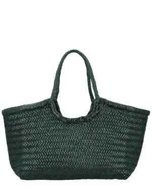 Dragon Diffusion Grace Basket Small Leather Top Handle Bag - Green