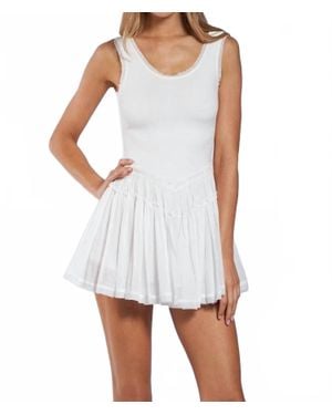 Sky To Moon Solid Color Round Cut Edge Ruffle Trim Mini Dress - White
