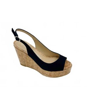 Stuart Weitzman Riviera Cork Wedge Sandal - Black
