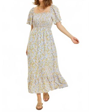 Faire Floral Smocked Midi Dress - White