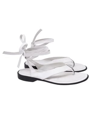 Tod's Tie-Up Thong Flat Sandals - White
