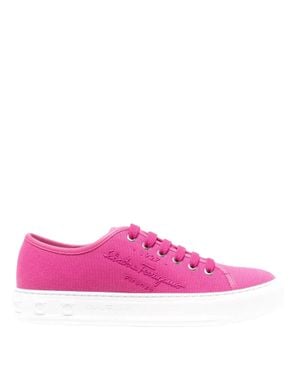Ferragamo Logo-Embossed Low Top Sneakers - Pink