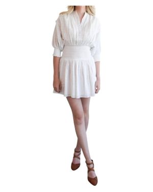 Never A Wallflower Smocked Waist Dress - White