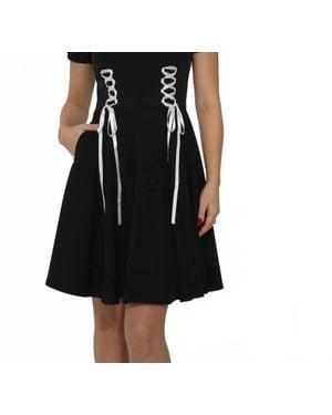 Orchid Bloom Trim Gothic Swing Dress - Black