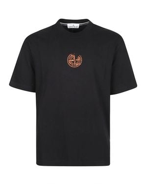 Stone Island Logo Short-Sleeve Cotton T-Shirt - Black