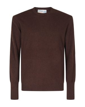 Ballantyne Crew Neck Ribbed Cashmere Sweater - Brown