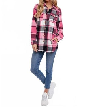 Bluivy Flannel Plaid Shacket - Red