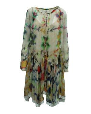 Chloé Chloe Tie Dye Print Peasant Dress - Green