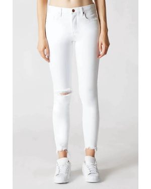 Blank NYC Mid Rise Ripped Knee Ankle Skinny Jeans - White