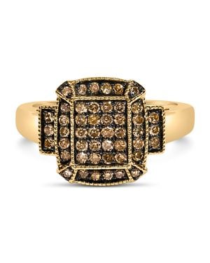 Haus of Brilliance 10K Plated .925 Sterling 1/2 Cttw Champagne Diamond Step Up Ring - Yellow